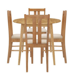 Hallowood Furniture Ledbury Light Oak Drop Leaf Round Dining Table With 4 Light Oak Chairs - thumbnail 8