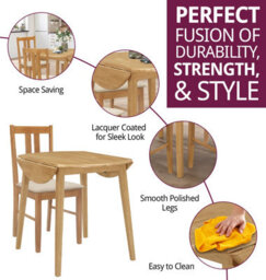 Hallowood Furniture Ledbury Light Oak Drop Leaf Round Dining Table With 4 Light Oak Chairs - thumbnail 2