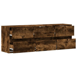 Berkfield Tv Wall Cabinet With Led Lights Smoked Oak 130X31X45 Cm - thumbnail 9