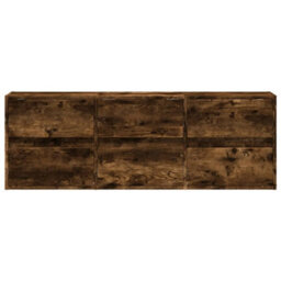 Berkfield Tv Wall Cabinet With Led Lights Smoked Oak 130X31X45 Cm - thumbnail 6