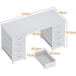 120X48Cm Storage Computer Desk With Drawers Office Study - thumbnail 2