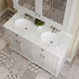 Hudson Reed Floor Standing 4 Door Traditional Vanity Unit With 1 Tap Hole Grey Marble Double Basin, Timeless Sand, 1220 X 470 mm - thumbnail 3