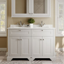 Hudson Reed Floor Standing 4 Door Traditional Vanity Unit With 1 Tap Hole Grey Marble Double Basin, Timeless Sand, 1220 X 470 mm - thumbnail 2