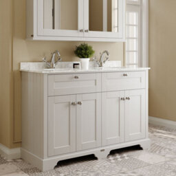 Hudson Reed Floor Standing 4 Door Traditional Vanity Unit With 1 Tap Hole Grey Marble Double Basin, Timeless Sand, 1220 X 470 mm - thumbnail 4