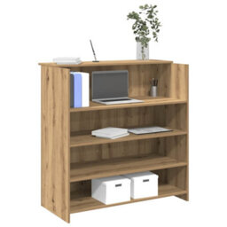 Berkfield Durable Reception Desk Artisan Oak 100X50X103.5 Cm Engineered Wood - thumbnail 2