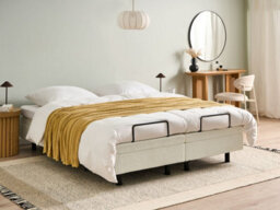 Beliani Adjustable Bed Without Headboard Boucle Duke 160 X 200 Cm (Eu King Size) Off-White - thumbnail 2