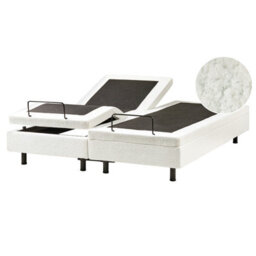 Beliani Adjustable Bed Without Headboard Boucle Duke 160 X 200 Cm (Eu King Size) Off-White - thumbnail 1