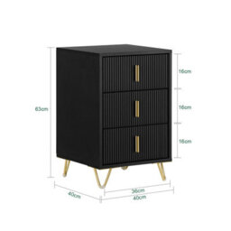 Sobuy Fbt115-L-Sch, Bedside Table Bedside Cabinet Nightstand With 3 Drawers, Side Table  Chest Of Drawers For Bedroom, Black - thumbnail 3