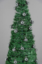Shatchi 5Ft / 150Cm Pre-Lit Pop Up Christmas Tree With Leds And Silver Baubles - thumbnail 6