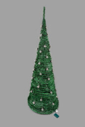 Shatchi 5Ft / 150Cm Pre-Lit Pop Up Christmas Tree With Leds And Silver Baubles - thumbnail 4