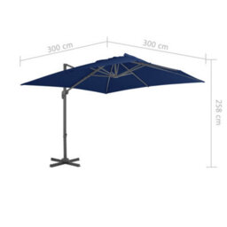 Walplus Cantilever Garden Parasol With Aluminium Pole 3X3 M Azure Blue - thumbnail 8