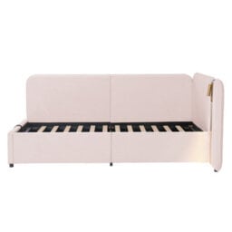 Matteo Pink Velvet Upholstered Daybed With Hydraulic Storage, Reading Lamp & Usb - thumbnail 9