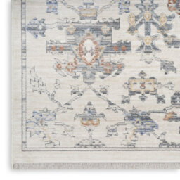Ivory Grey Floral Kilim Bordered Traditional Rug For Dining Room Bedroom & Living Room-66 X 244Cmcm (Runner) - thumbnail 6
