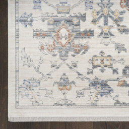 Ivory Grey Floral Kilim Bordered Traditional Rug For Dining Room Bedroom & Living Room-66 X 244Cmcm (Runner) - thumbnail 5