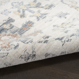 Ivory Grey Floral Kilim Bordered Traditional Rug For Dining Room Bedroom & Living Room-66 X 244Cmcm (Runner) - thumbnail 7