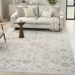 Ivory Grey Floral Kilim Bordered Traditional Rug For Dining Room Bedroom & Living Room-66 X 244Cmcm (Runner) - thumbnail 2
