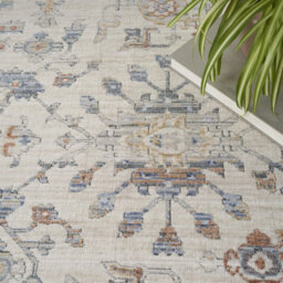 Ivory Grey Floral Kilim Bordered Traditional Rug For Dining Room Bedroom & Living Room-66 X 244Cmcm (Runner) - thumbnail 3