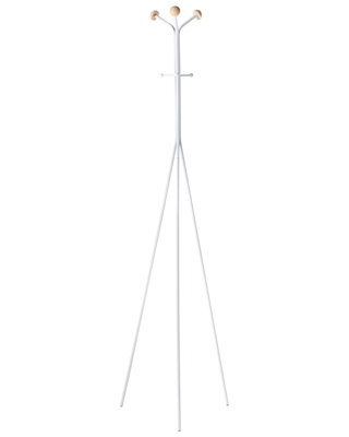 Wyld And Coco White Freestanding Coat Rack 176 Cm With Six Hooks And Fir Wood Accents For Small Hallways - image 1