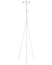 Wyld And Coco White Freestanding Coat Rack 176 Cm With Six Hooks And Fir Wood Accents For Small Hallways - thumbnail 1
