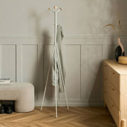 Wyld And Coco White Freestanding Coat Rack 176 Cm With Six Hooks And Fir Wood Accents For Small Hallways - thumbnail 2