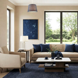 Happy Homewares Modern Denim Effect Navy Midnight Blue Linen Fabric Drum Lamp Shade - thumbnail 7