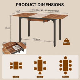 Extendable Dining Table Space Saving 4-6 Seat Desk - thumbnail 2