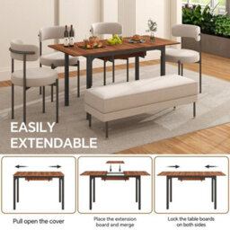 Extendable Dining Table Space Saving 4-6 Seat Desk - thumbnail 4