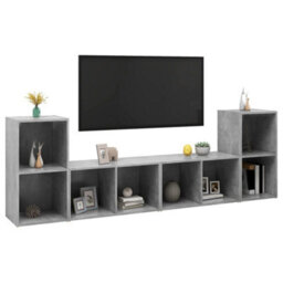 Berkfield Tv Cabinets 4 Pcs Concrete Grey 72X35X36.5 Cm Engineered Wood - thumbnail 3