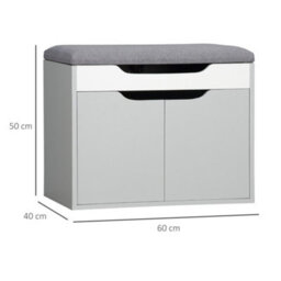 Homcom Upholstered Entryway Shoe Bench W/ Storage Cabinet For Living Room Grey - thumbnail 3
