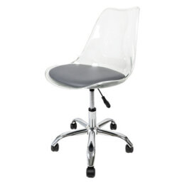 Fusion Living Soho Clear Plastic Dining Chair With Swivel Base Dark Grey - thumbnail 1