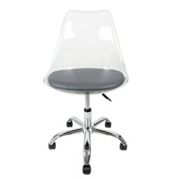 Fusion Living Soho Clear Plastic Dining Chair With Swivel Base Dark Grey - thumbnail 2