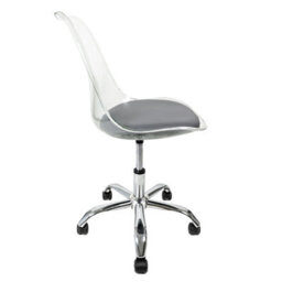 Fusion Living Soho Clear Plastic Dining Chair With Swivel Base Dark Grey - thumbnail 3