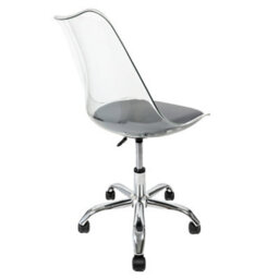 Fusion Living Soho Clear Plastic Dining Chair With Swivel Base Dark Grey - thumbnail 4