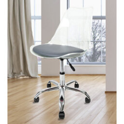 Fusion Living Soho Clear Plastic Dining Chair With Swivel Base Dark Grey - thumbnail 7