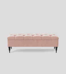 120Cm Safar Ottoman Bench With Storage And Turned Wooden Legs- Plush Velvet Shoes Bench - Pink Chesterfield Storage Bench - thumbnail 3