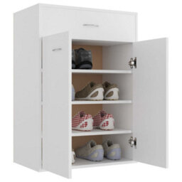 Berkfield Durable Shoe Cabinet White 60X35X84 Cm Engineered Wood - thumbnail 5