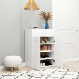 Berkfield Durable Shoe Cabinet White 60X35X84 Cm Engineered Wood - thumbnail 4