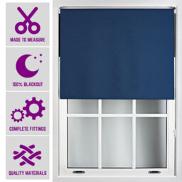 Furnished Made To Measure Blackout Roller Blinds - Navy Blue Roller Blind For Windows And Doors (W)180Cm (L)210Cm - thumbnail 1