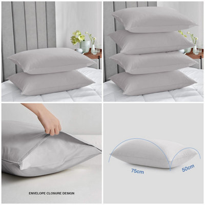 Ameha Bedding Pillowcase-Plain Dyed Silver Breathable Envelope Durable Pillow Cover 2 Pair (50 X 75 Cm) Pillow Covers - image 1