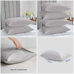 Ameha Bedding Pillowcase-Plain Dyed Silver Breathable Envelope Durable Pillow Cover 2 Pair (50 X 75 Cm) Pillow Covers