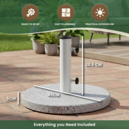 Garden Market Place Large Round Granite Parasol Base, 20Kg Umbrella Stand With Powder Coated Steel Tube - thumbnail 7