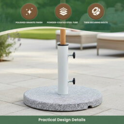 Garden Market Place Large Round Granite Parasol Base, 20Kg Umbrella Stand With Powder Coated Steel Tube - thumbnail 4