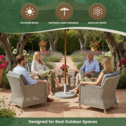 Garden Market Place Large Round Granite Parasol Base, 20Kg Umbrella Stand With Powder Coated Steel Tube - thumbnail 5