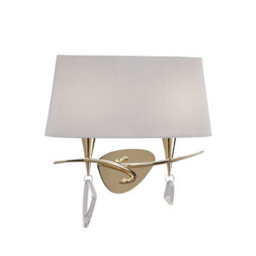 Luminosa Lighting Luminosa Mara Wall Lamp Switched 2 Light E14, French Gold With Ivory White Shade - thumbnail 1