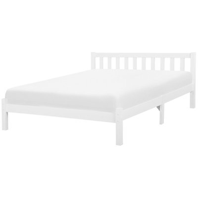 Beliani Bed Pine Wood Florac 180 X 200 Cm (Eu Super King) White - image 1