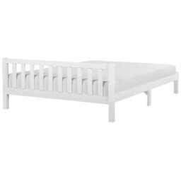 Beliani Bed Pine Wood Florac 180 X 200 Cm (Eu Super King) White - thumbnail 5