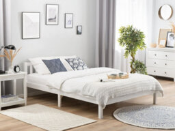 Beliani Bed Pine Wood Florac 180 X 200 Cm (Eu Super King) White - thumbnail 2