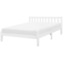 Beliani Bed Pine Wood Florac 180 X 200 Cm (Eu Super King) White - thumbnail 1