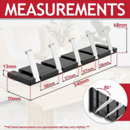 Spares2Go Luxury Wall Mounted Coat Rack 5 Hooks Aluminium Retractable Hanging Hook Rail (Black + Silver) - thumbnail 2