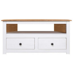 Berkfield Corner Tv Cabinet White 93X49X49 Cm Solid Pine Panama Range - thumbnail 2